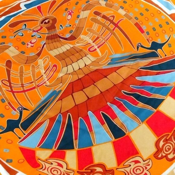 Native Aboriginal Art Silk Scarf Rolled Hem - Picture 12 of 14